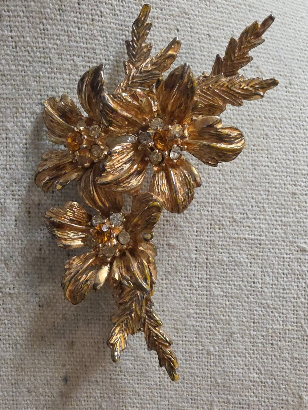 Vintage Floral Bouquet Rhinestone Brooch Overview